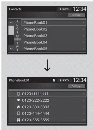To make a call using the imported phonebook