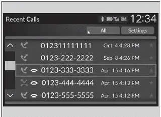 To make a call using the call history