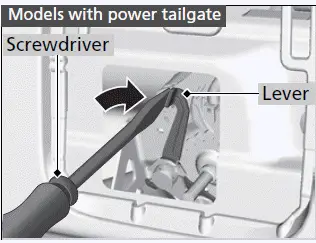 Use a flat-tip screwdriver and remove the cover on the back of the tailgate | 2023-2024 Honda Pilot