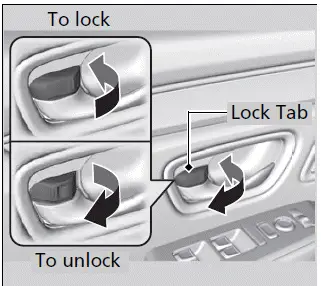 Honda Pilot 2023 - Using the Lock Tab