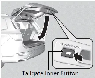 Honda Pilot 2023 - Tailgate / Open the tailgate to the desired position